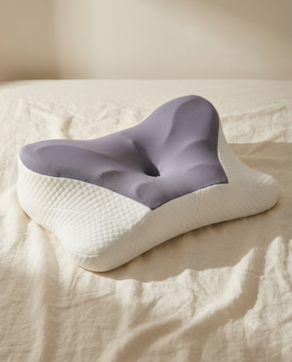 Olynne Cloud, oreiller cervical vu de trois-quarts