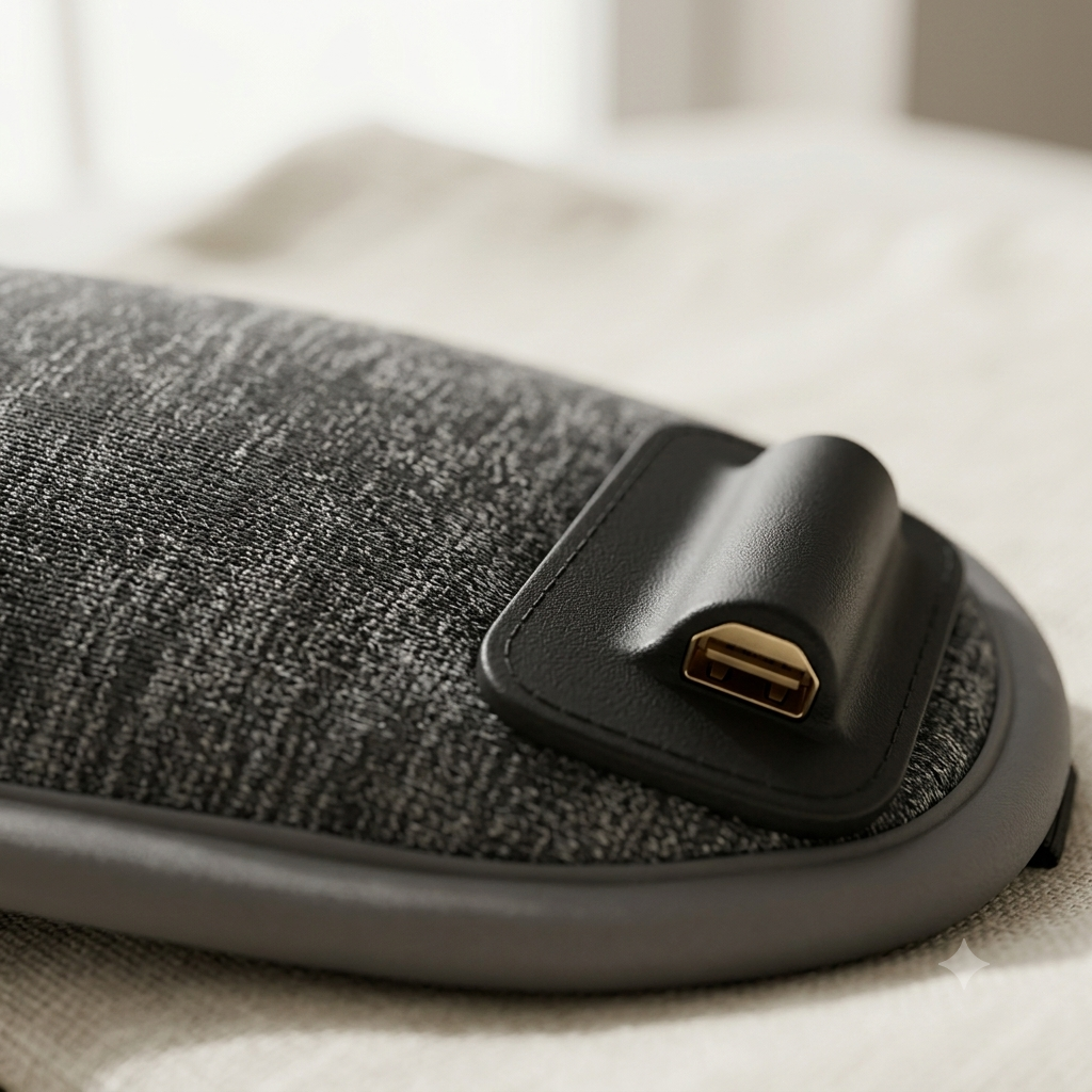 Olynne Essentiel, gros plan sur le tissu du masque de sommeil chauffant