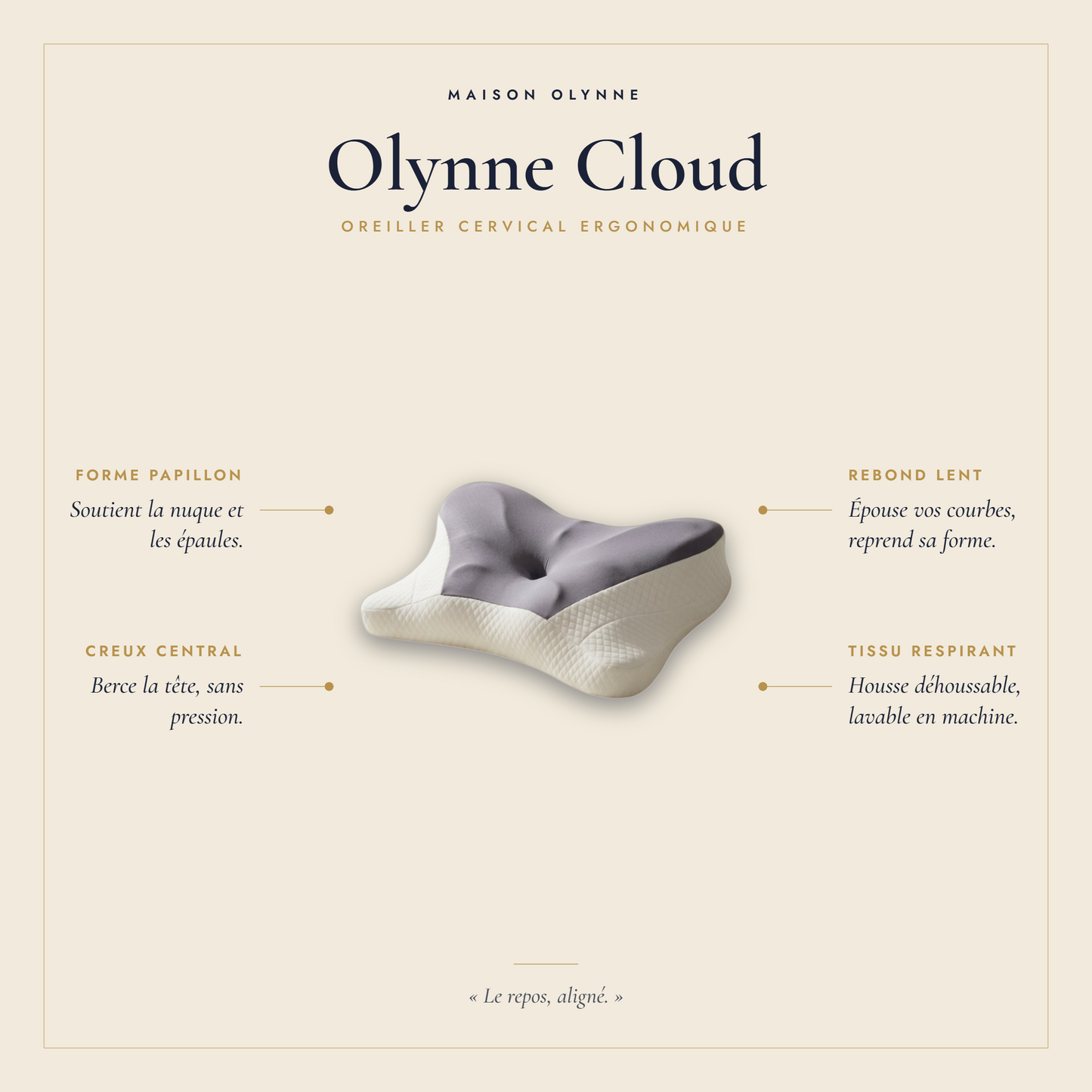 Olynne Cloud, duo d'oreillers cervicaux à mémoire de forme Maison Olynne