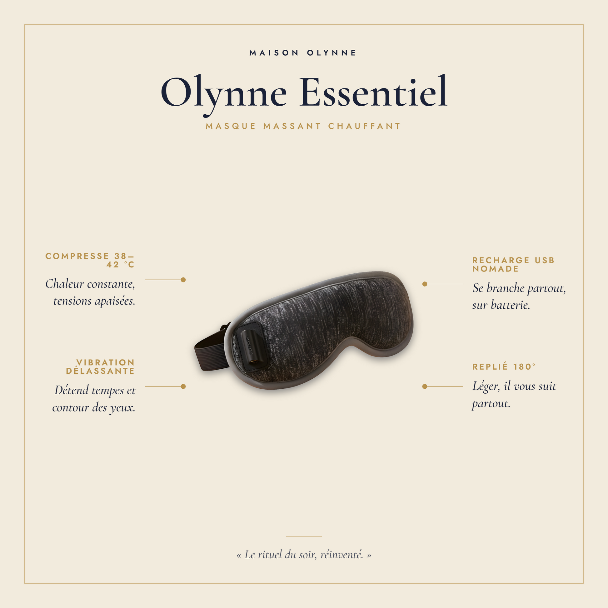 Olynne Essentiel, masque de sommeil chauffant et massant Maison Olynne
