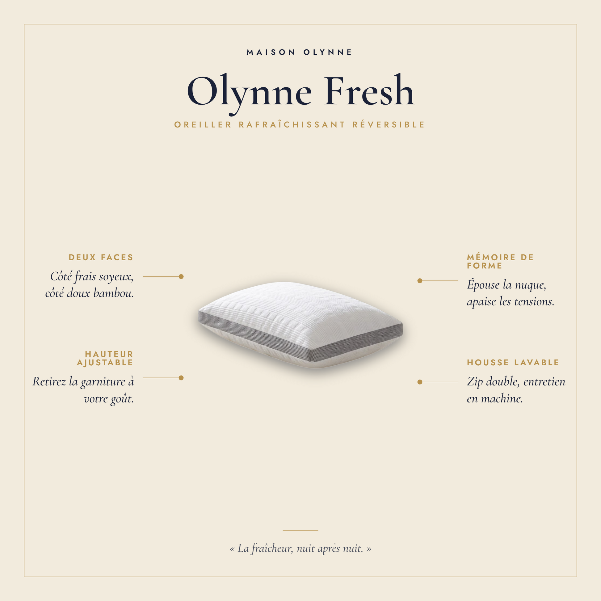 Olynne Fresh, oreiller rafraîchissant à mémoire de forme Maison Olynne
